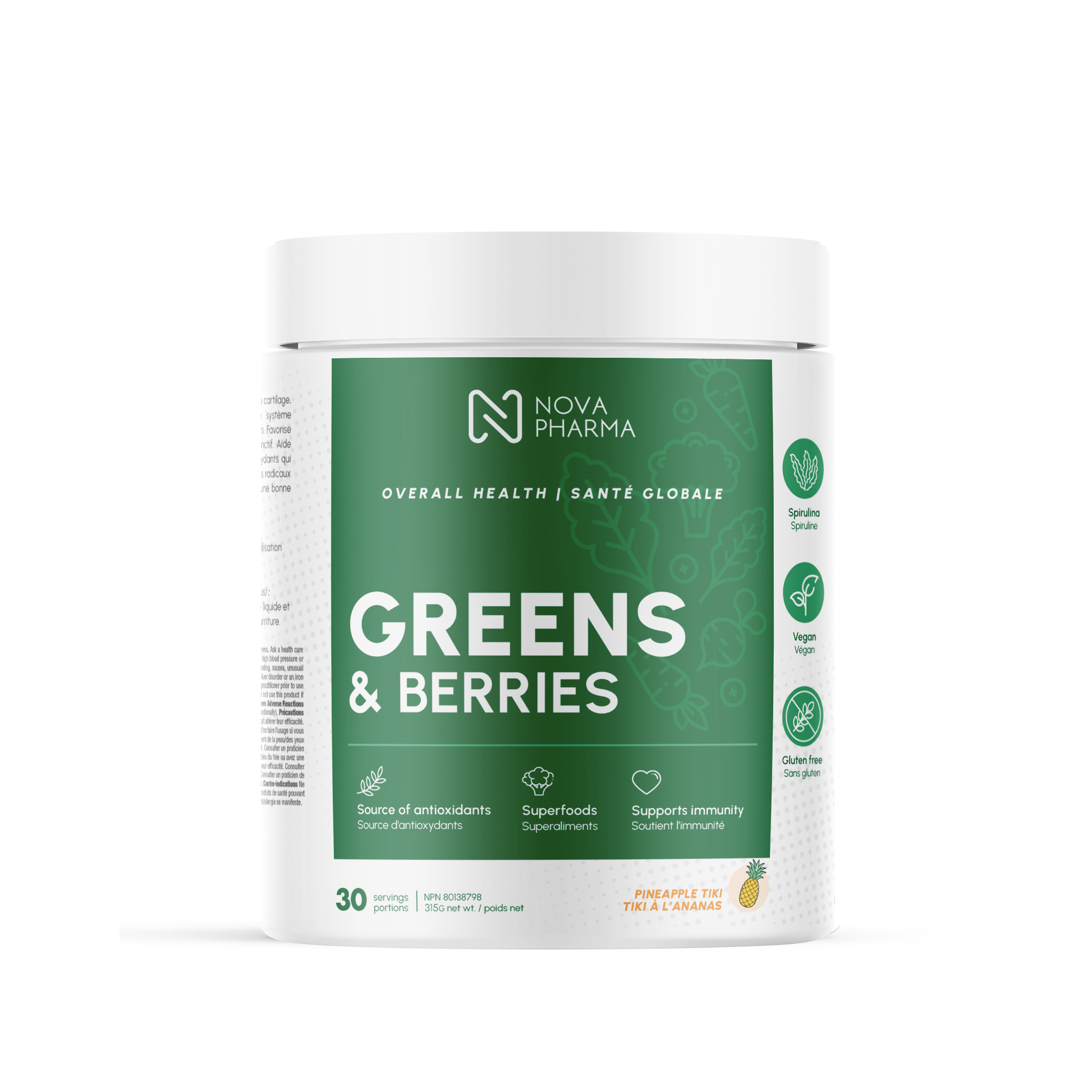 NOVA PHARMA - Greens & Berries Supplement, 30 Servings